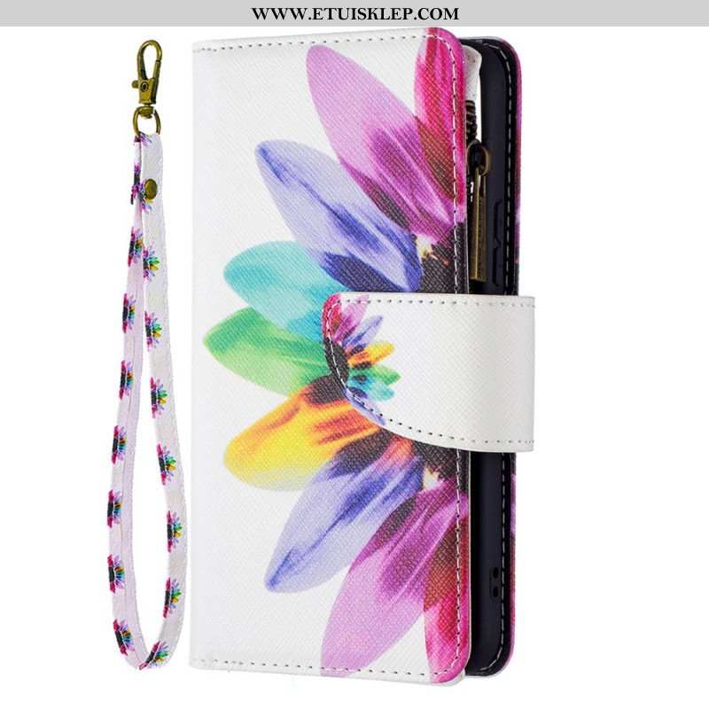 Etui Folio do Samsung Galaxy S22 5G Kieszonka Zapinana Na Zamek W Kwiaty